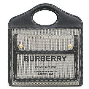 Burberry Bag Two Tone Canvas Leather Gray Black Brown Handbag Shoulder